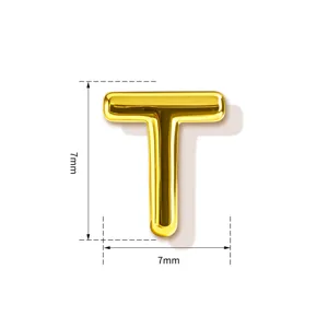Goldener Buchstabe T Anhänger Detail, 7mm kompakte Größe, edles Kupfer Schmuck Zubehör.