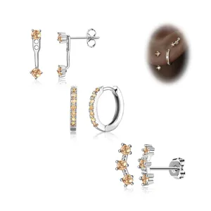 Fashion copper crystal stud earring set for women versatile daily jewelry accessories gift