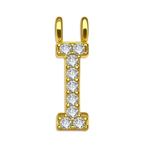 Goldener Buchstabe I Zirkon Anhänger Detail, glitzernder Kristall Charms für DIY Schmuck.