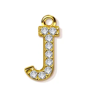 Gold-plated letter J pendant sparkling with crystal rhinestones elegant fashion jewelry accessory