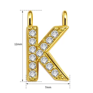 Goldener Buchstabe K Zirkon Anhänger DIY Halskette Armband Ohrring Schmuck Zubehör