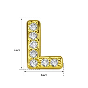 Vergulde zirkonia letter L hanger DIY ketting sieraden accessoire 7x6mm mooi