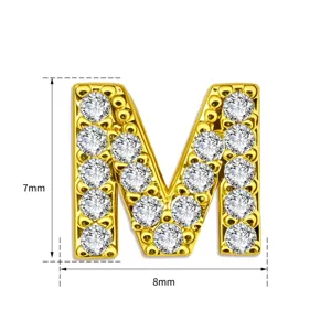 Verguld Koperen Letter M Hanger met Zirkonia en DIY Sieraden Accessoire Detail