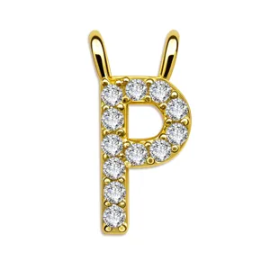 Vergoldeter Buchstabe P Anhänger mit funkelnden Zirkonia Steinen, ideal für DIY Schmuck.