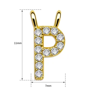 Goldener Buchstabe P Anhänger Detail, funkelnde Zirkonia Steine, vielseitiger DIY Schmuck.