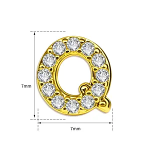 Prachtige Gouden Zirkoon Letter Q Hanger Detail Weergave 7mm Maat DIY Ketting Accessoire
