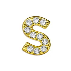 Gouden letter S hanger charm met fonkelende kubieke zirkonia kristallen voor kettingen.
