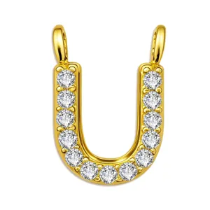 Gold Plated Zirconia Buchstabe U Anhänger DIY Halskette Armband Ohrring Zubehörteile