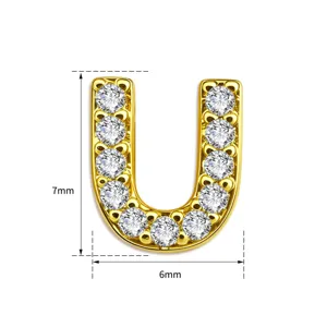Verguld koperen letter U zirkonia geplaveide hanger DIY ketting sieraden 7x6mm