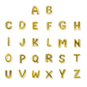 Kupfer 26 Alphabet Buchstaben Anhänger Glänzend Gold 3D Englisch Initial Charms DIY Halskette Armband Schmuck Zubehör