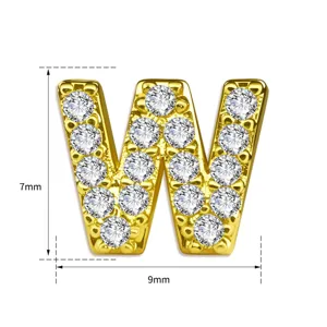 Goud geplaveide zirkonia letter W hanger DIY ketting sieraden accessoire 7x9mm