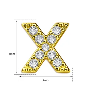 Verguld messing zirkonia letter X bedel hanger voor DIY ketting sieraden accessoire