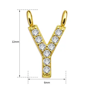 Vergildeter Zirkonia Buchstabe Y Anhänger Detailansicht Größe 12x6mm DIY Schmuckteil