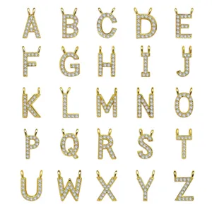 Zirkonia Alphabet Buchstaben Anhänger Gold Überzogene Kupfer Pendants Für DIY Schmuck Herstellung Halsketten Armbänder Ohrringe Damen Accessoires