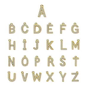 Fashion Copper Gold Rhinestone Alphabet Letter Pendant Charm For Jewelry Making DIY Necklace Bracelet Accessories Exquisite Jewelry