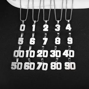 Collana con ciondolo a numero in acciaio inossidabile stile minimalista gioielli uomo