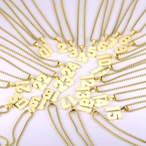 Collana con ciondolo numero oro in acciaio inossidabile da uomo gioielli personalizzati moda