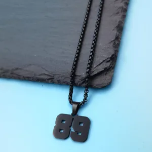 Collana con ciondolo numero 89 in acciaio inossidabile nero, gioielli da uomo con catena sportiva.