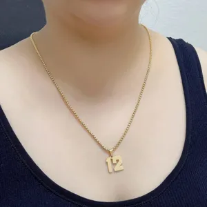 Collana con ciondolo numero 12 in acciaio inossidabile dorato gioiello sportivo uomo
