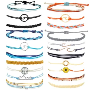Handmade braided rope bracelets set surfing style anklets beach woven jewelry accessories