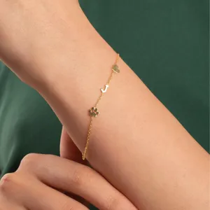 Fashion Gold 26 Initials Bracelet For Women Personalized Dainty Chain With Paw Print Heart Charm Casual Jewelry Accessory Gift