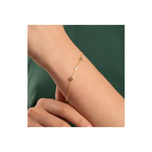 Gold letter charm bracelet with paw and heart minimalist style for women fashion jewelry.