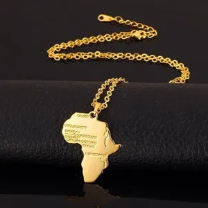 Gouden Afrika kaart hanger ketting mode mannen vrouwen hip hop sieraden cadeau