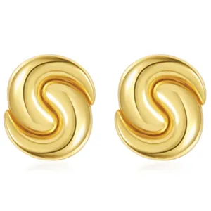 Fashion Irregular Metallic Geometric Hoop Earrings For Women Elegant Twisted Knot Fluid Wave Smooth Drop Earrings Jewelry Birthday Gift