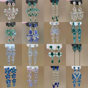 Style de Cour Française Moissanite Strass Glands Boucles d'Oreilles Trompete Allié Luxe Bijoux Pour Femmes Banquet Fête