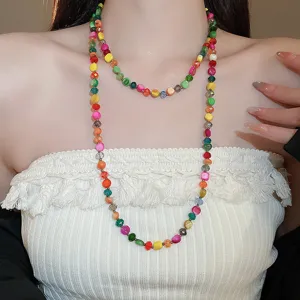 Bunte Dopamin Muschel Perlen geschichtete Halskette, perfekter Sommerschmuck fur Damen.