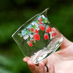 Pichet à thé en verre avec motif de fraise, tasse d'équité résistante à la chaleur pour thé.