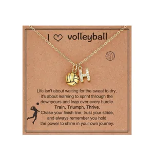Modische Volleyball Buchstaben H Anhänger Halskette für Damen, goldene Sport Schlüsselbein Kette.