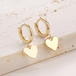 Orecchini a cerchio con pendente a cuore placcati in oro 14K gioielli moda quotidiani