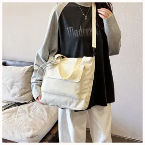 Casual corduroy tote bag for women, versatile shoulder bag with top handles, daily commute.