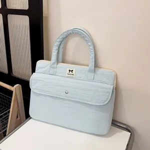 Light blue padded laptop sleeve tote bag for ipad tablet cute minimalist office daily use