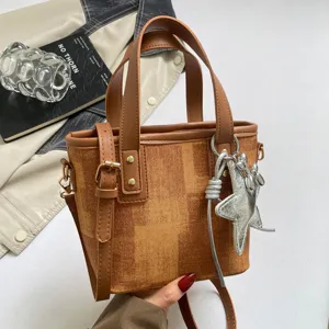 Women's Fashion Bucket Bag Casual PU Leather Shoulder Crossbody Bag Urban Minimalist Handbag With Top Handle