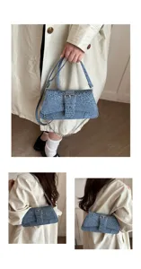 Stylish blue leopard print shoulder bag with metal chain strap and buckle for women trendy.