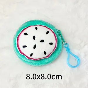 Petit porte-monnaie en peluche fruit du dragon porte-clés diamètre 8cm pour sacs à dos