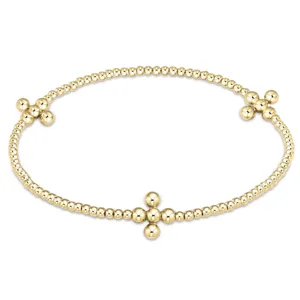Gold Beaded Stretch Bracelet Cross Charms Minimalist Fashion Jewelry for Women Daily Wear
