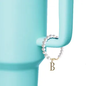 Parel letter mok bedel voor tumbler handvat, alfabet ketting decoratieve accessoire.