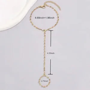 Bracelet de doigt doré double couche chaîne de main bijou de mode vue détaillée