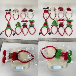 Detailansicht von Weihnachts-Stirnbändern mit Gewichts- und Größenangaben im Bild