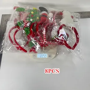 Abgewogenes 8-teiliges Weihnachts-Stirnbänder-Set mit 225,9 g auf einer Digitalwaage