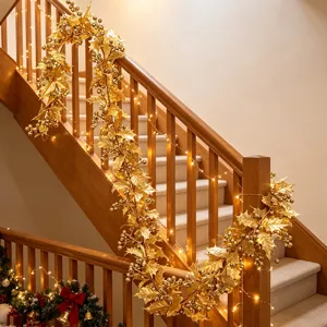 Artificial Christmas Berry Garland PVC Glitter Multipronged Berry Vine For Window Door Mantle Decoration Festive Holiday Home Decor
