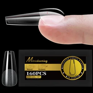 160 pcs capsules à ongles gel souple cercueil extra-longues pour salons professionnels