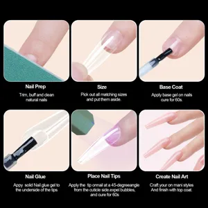 Guide tutorial étape par étape pour appliquer des faux ongles sculptés transparents