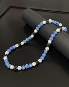 Men's stylish beaded necklace iced out round beads choker jewelry fashion gift for men
