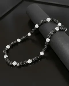 Stylish black and white rhinestone beaded necklace for men cool jewelry fashion gift design