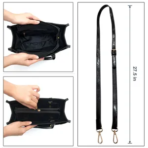 Vue detaillee des compartiments interieurs du sac a main en cuir PU et sangle reglage.