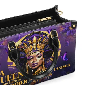 Sac à main fourre-tout en cuir PU pour femme avec imprimé reine et papillon violet.